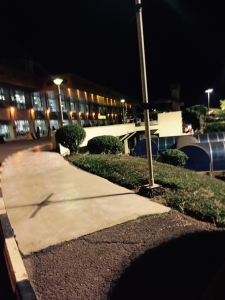 Outside Ebb airport at night
